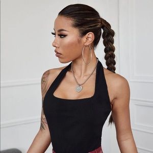 SHEIN Solid Rib-knit Halter Top